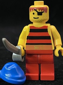 Lego Pirate Minifigure pi030 6290 6289 Red Black Beard Runner Vintage Eyepatch