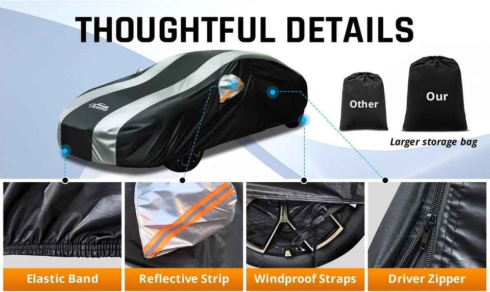 Car Cover Custom Fit forFord Crown Victoria All Weather Sun UV Protection Silver - Imagem 4 de 4