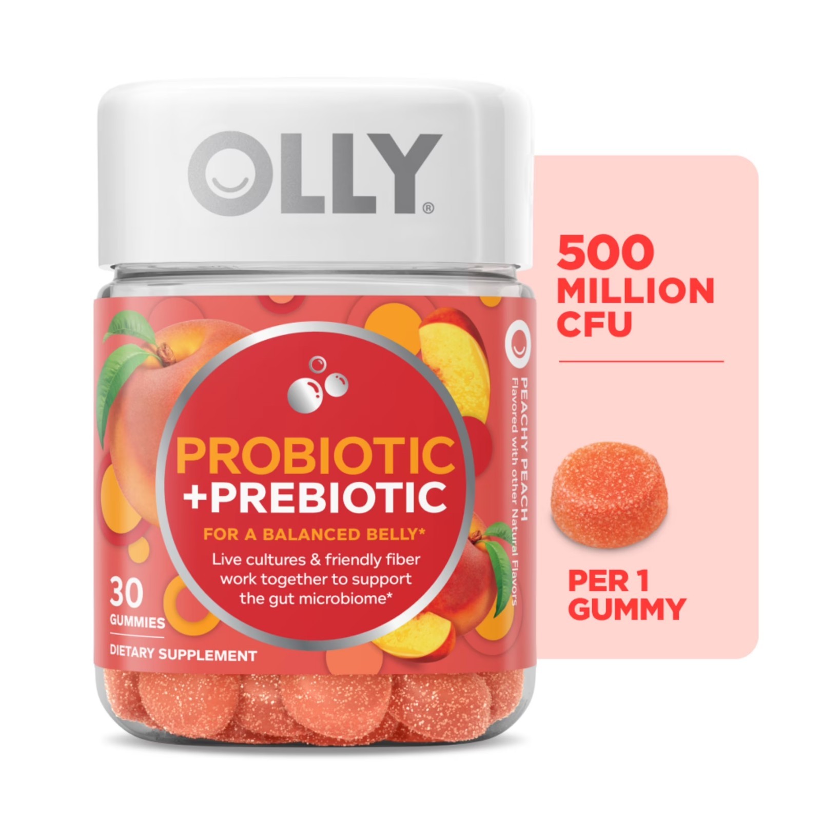 OLLY Probiotic + Prebiotic Gummies – Digestive & Gut Health Support, 30 Count