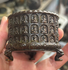 Japanese Collect Ancient bronze Exquisite Hundred Buddha Incense Burner