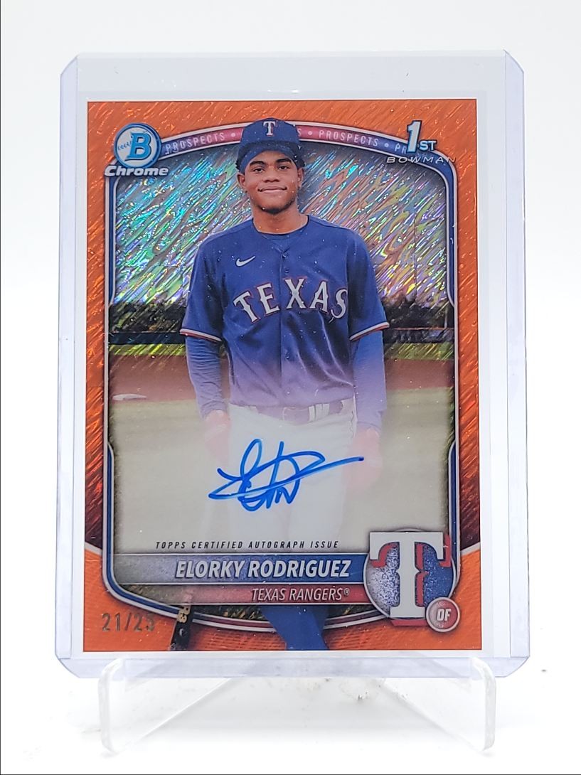 ELORKY RODRIGUEZ 2025 BOWMAN CHROME 1ST ORANGE SHIMMER AUTO /25 Q3967