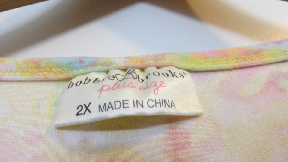 Camiseta Bobbie Brooks Feminina 2X Multicolorida Tie Dye Manga Curta Camiseta Arte Retrô Top - Imagem 3 de 4