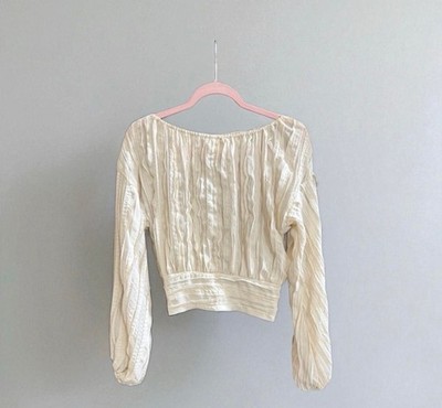 Line & Dot Quinn Long Sleeve Crinkle Blouse in Cream