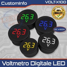 Voltmetro Digitale LED DC 4-100V Impermeabile, Display 12V 24V Auto Moto Camper