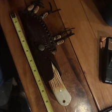 Beautiful Straight Blade Knife with Sheath. Chipaway Cutlery.