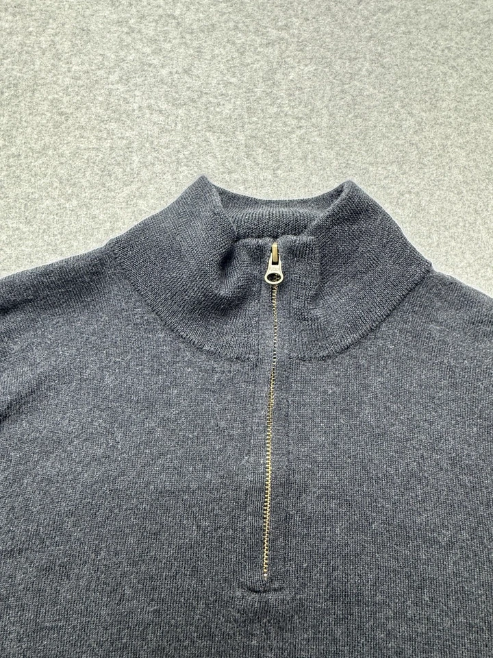 J Crew Sweater Mens Large Gray Merino Wool Half Zip Pullover Lightweight Casual - Image 4 of 4