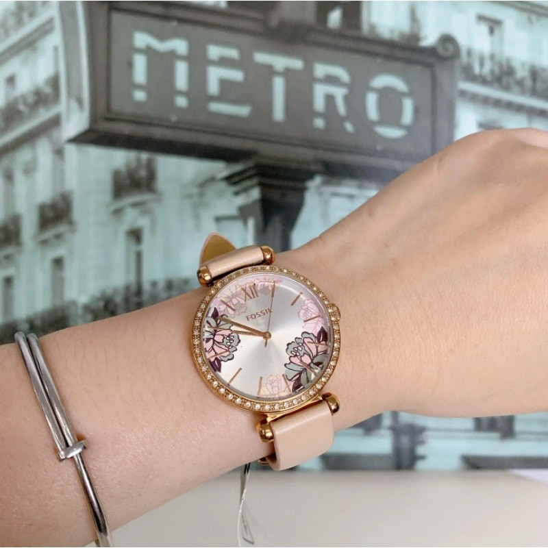 Fossil BQ3604 Tillie Three-Hand Blush Leather Watch | eBay