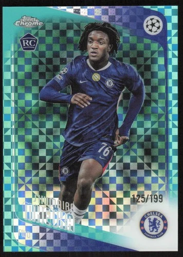 2025-26 Topps Chrome UEFA UCC Aqua X-Fractor Rookie Shumaira Mheuka /199 Chelsea