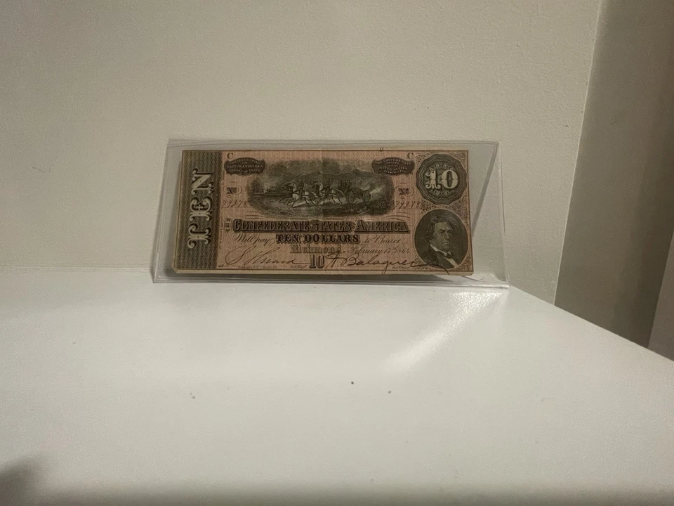 1864 Confederate States $10 Bill T-68 Richmond Civil War Currency CSA Note - Image 2 of 4