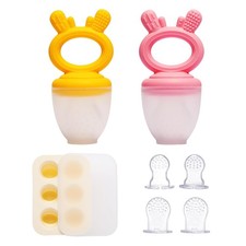 Baby Fruit Food Feeder 2 Pack  Mini Freezer Tray Combo, Breastmilk Popsicl...