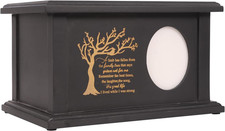 Elegant Wooden Urn for Ashes - Tree of Life Design, Memorial Frame Included