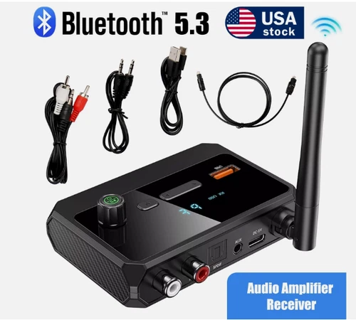 Home Stereo Audio Receiver Bluetooth 5.3 AUX USB Optical HD Music to RCA Adapter
