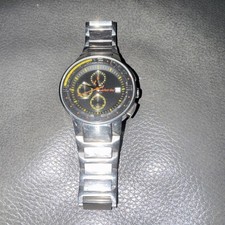 D&G Perfect Day Chronograph Men's Stainless Steel Watch Black Yellow Dial