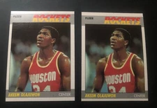 Akeem Olajuwon Lot Of (2) 1987-88 Fleer Cards Houston Rockets