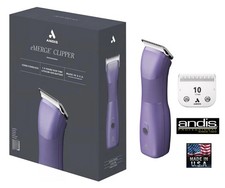 Andis eMERGE CORDLESS PURPLE Pet Grooming CLIPPER KIT 10 CeramicEdge BLADE SET