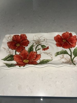 Sketch Red Poppy Maxcera Tray 17  Long By 8.5  Wide