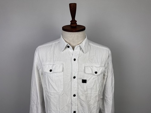 G-Star Raw Slim Fit White Button Down Pockets Long Sleeve Landoh Shirt Sz L - Picture 2 of 24