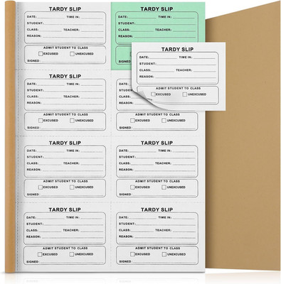 800 Pcs Tardy Slip Book with Carbonless Duplicates 3.5 X 4.3 Inch Tardy Slips pe