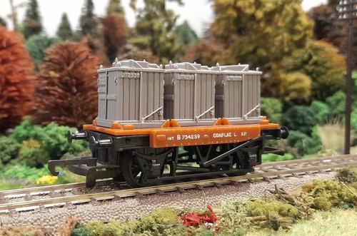 * 1/76 OO * Tri-ang Hornby * BR 14T Conflat L Wagon + Containers No.6718 * R340 | Condition: Used