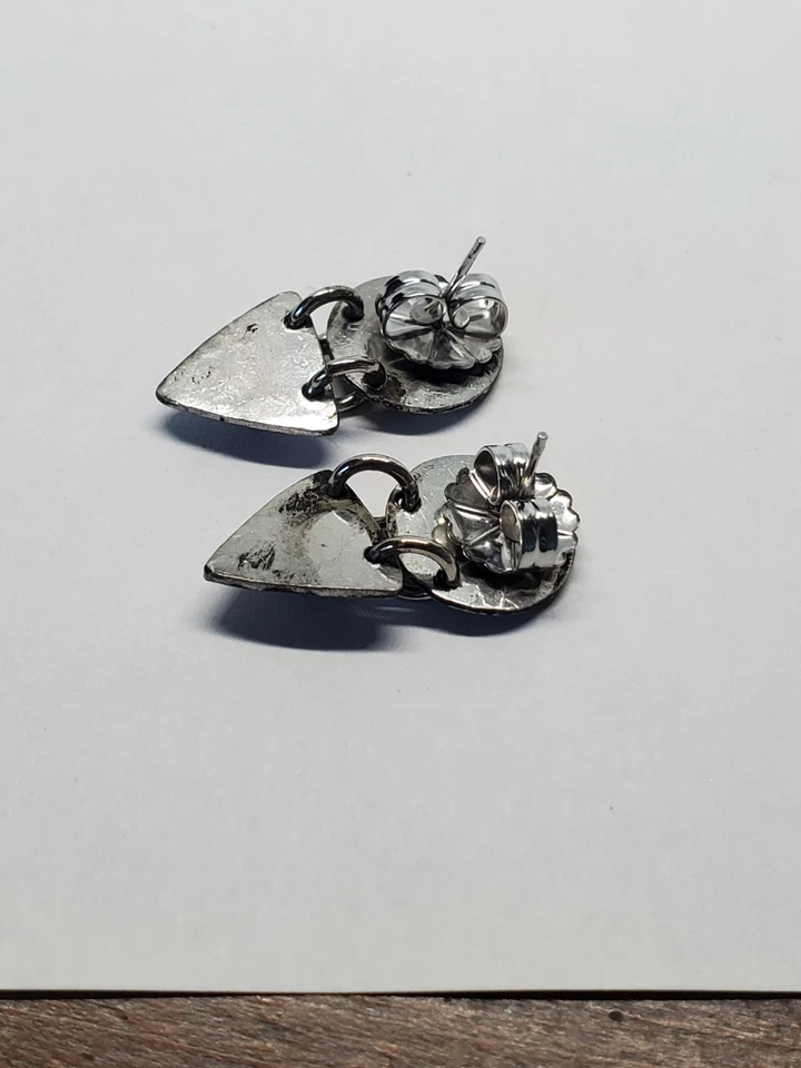 Pendientes colgantes artesanales mixtos de metal lapislázuli espiral triángulo Foto 4 de 4