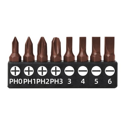 8-Piece Phillips and Flat Bit Set Includes PH0 PH1 PH2 PH3 Slotted 3Mm 4Mm 5Mm 6