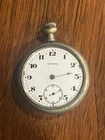 VTG Antique Hartford Swiss Made Open Face Pocket Watch Silver Tone Parts Refurb