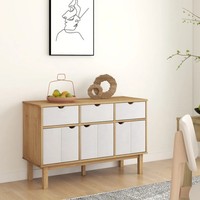 Sideboard Otta Braun Weiß Massivholz Kieferholz 114X43X73,5 Cm