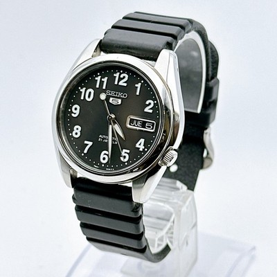 Seiko 5 7S26-01V0 Automatic 21 Jewels Black Dial Day-Date Men's Watch Japan