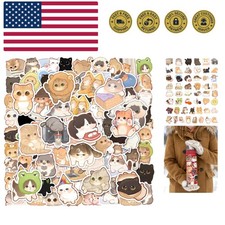 100 Pcs Cute Cat Stickers for Adults, Kawaii Cartoon Kitty Sticker Waterproof...
