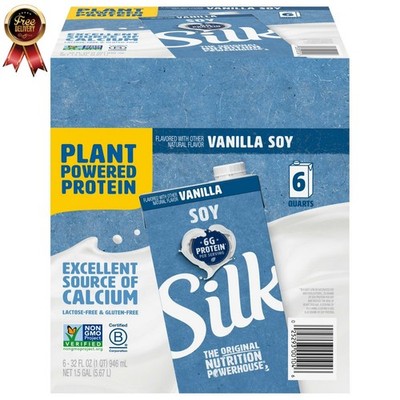 (Pack of 6) Shelf-Stable Vanilla Soy Milk, 1 Quart