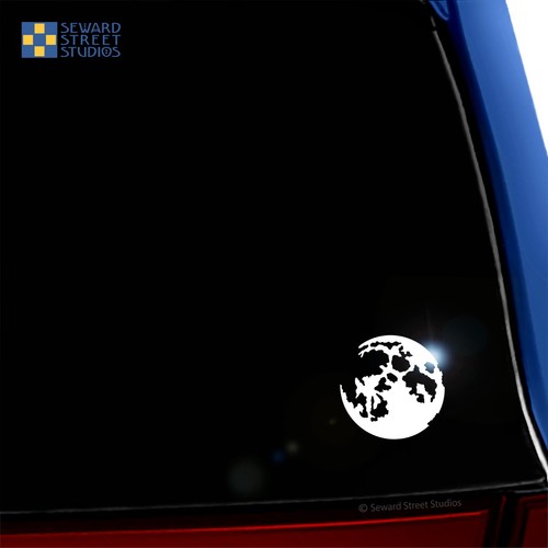 White Full Moon Vinyl Decal, Luna Window Sticker #1328-WT - Picture 3 of 5