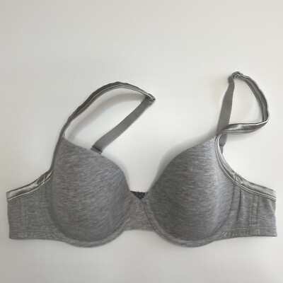 Cacique Cotton T-Shirt Bra 38C Shaping Solution Underwire Convertible Strap Gray