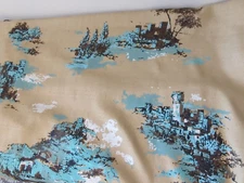 Cohama Fabric Home Decor "PYRENEES" Beige 3 YDS Village Castle Decorama VTG 60's