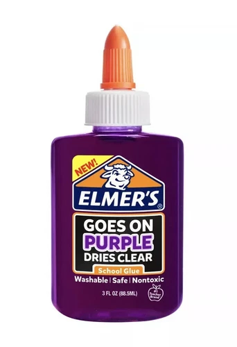 Elmer's Washable Goes On Purple/Dries Clear School Glue-3 Ounces