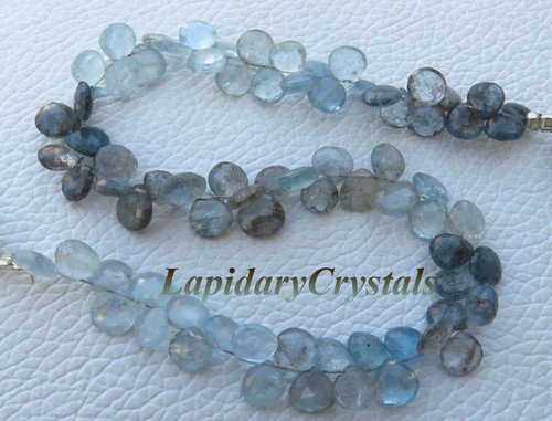 Natural Moss Aquamarine Heart Shape Faceted Gemstone Beads 58 Cts 5-6 mm LC-179 - Picture 2 of 4