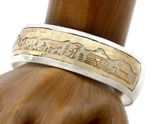 Navajo Bracelet .925 Silver & 12k Gold Filled Signed Artist Tom & Sylvia Kee 