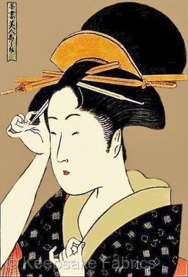 Geisha Girl Beauty Cotton Crazy Quilt Block Multi Szs (2A