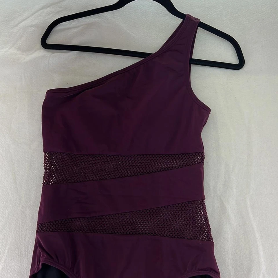 Carmen Marc Valvo Traje de Baño de Una Pieza Bikini Traje de Baño Malla Púrpura Para Mujer 10 Foto 3 de 4