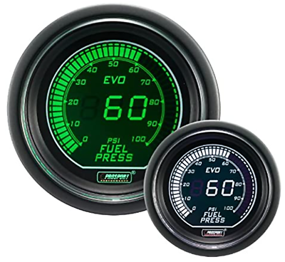 #ad Prosport 52mm EVO Series Digital Fuel Pressure Gauge Green and White $104.00