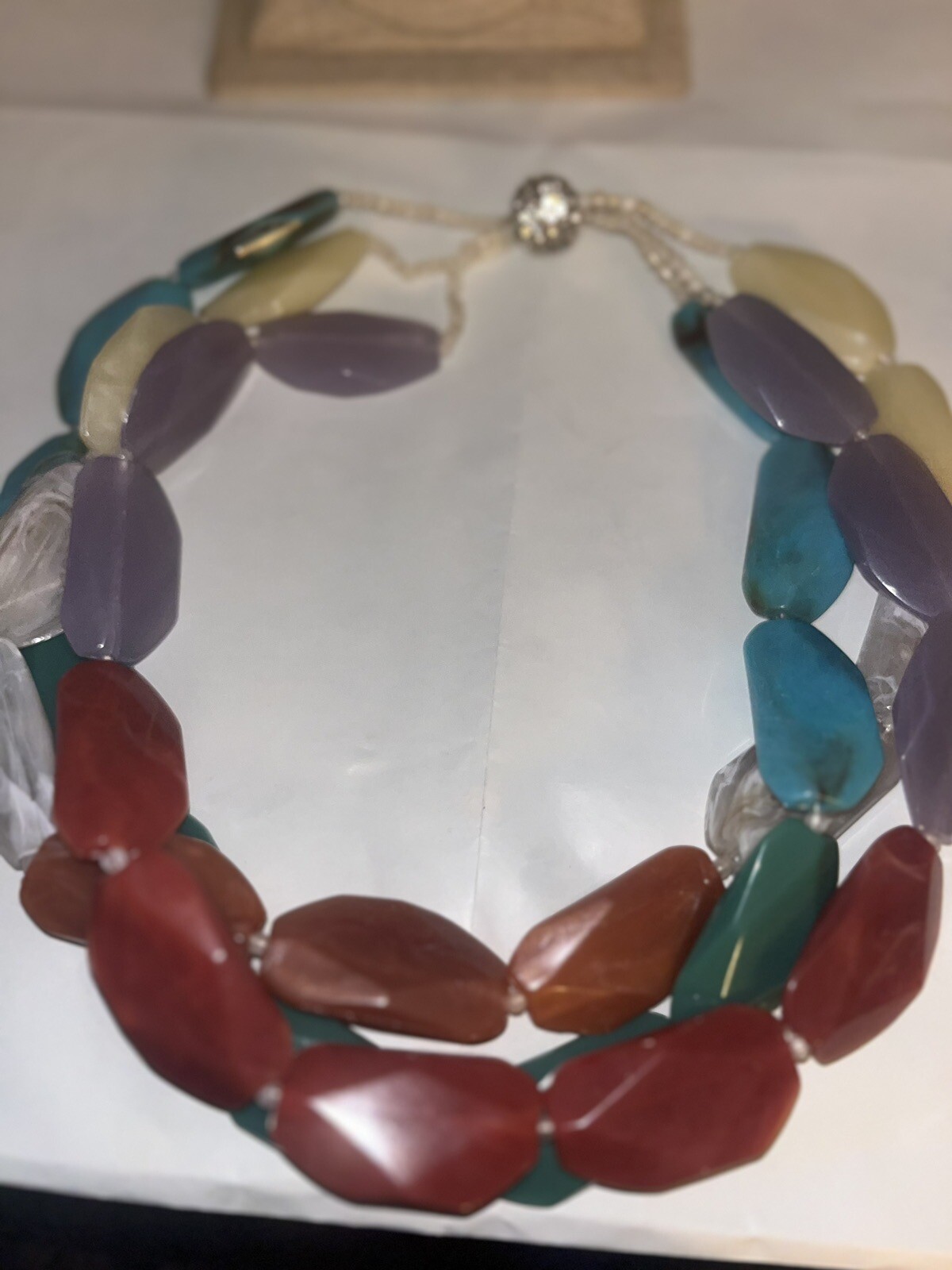 Multi-strand Large Statement Necklace Chunky Bead… - image 2