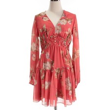 Sachin Babi NWT Keira Floral Print V-Neck Dress Size 8 in Coral Orange/Multi