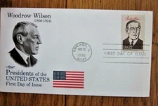 PRESIDENT WOODROW WILSON 1986 ARTMASTER CACHET FDC BIOGRAPHY ON REVERSE UNADDR