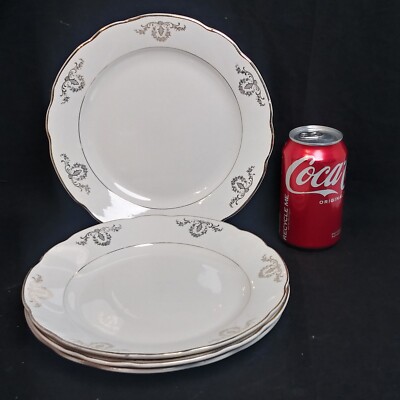 4 Vtg Freda Capodimonte Extra-Forte Cream w Gold Porcelain Dinner Plates 9.25''