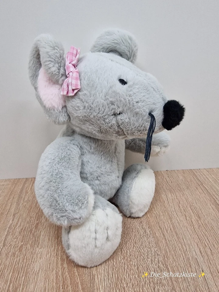 Florett Textil Aldi Maus 🐭 Plüschtier Kuscheltier Stofftier grau 🐁ca 28cm - Bild 2 von 4