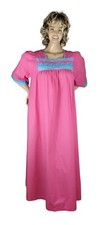 Vintage 1970's Henson Kickernick Pink Abstract House Dress Nightgown Caftan Sz M