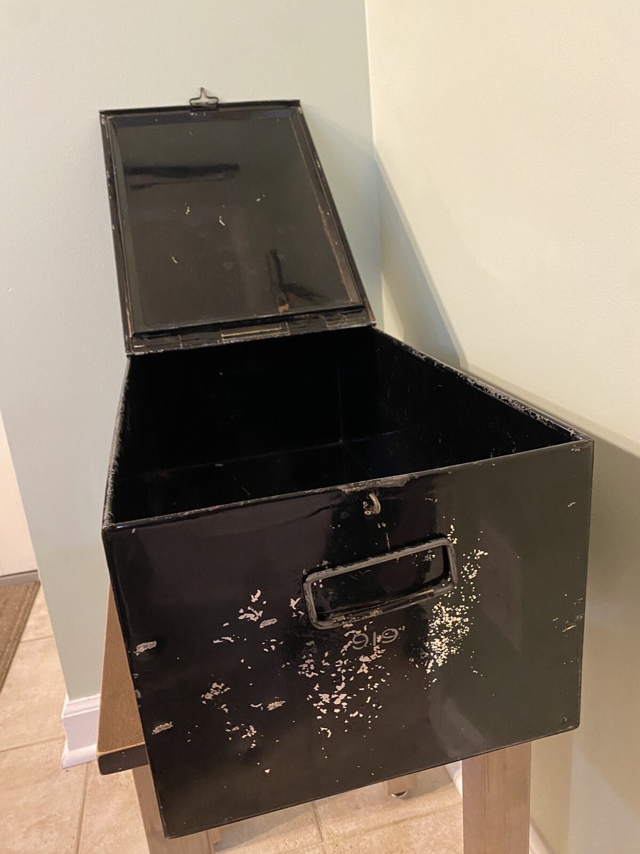 Vintage Hand Painted Bank Safety Deposit Box circa 1920s 24x11x10