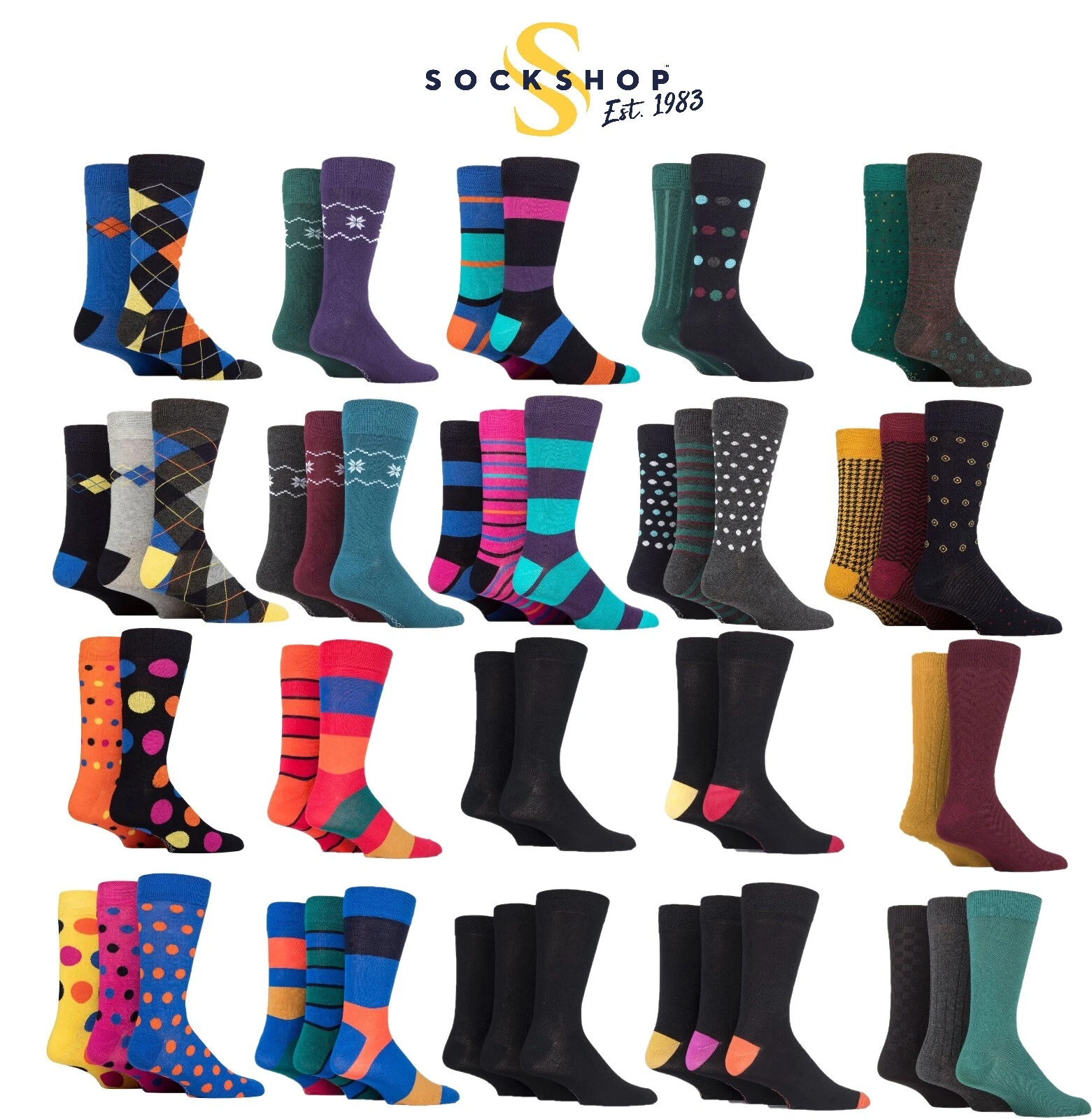 Mens Bamboo Socks Plain, Striped and Patterned Soft in a Multipack of 5-SOCKSHOP
Opens in a new wind