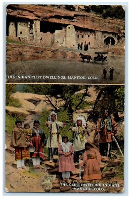 1910 Multi-View Indian Cliff Dwellings Manitou Colorado Antique Vintage Postcard
