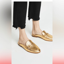 Sam Edelman Linnie Horse-bit Metallic Gold Loafers 6