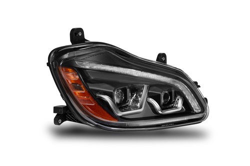 Pair Fit For 2013-2021 Black Kenworth T680 Headllamp Headlight Assembly w/DRL - Picture 2 of 8